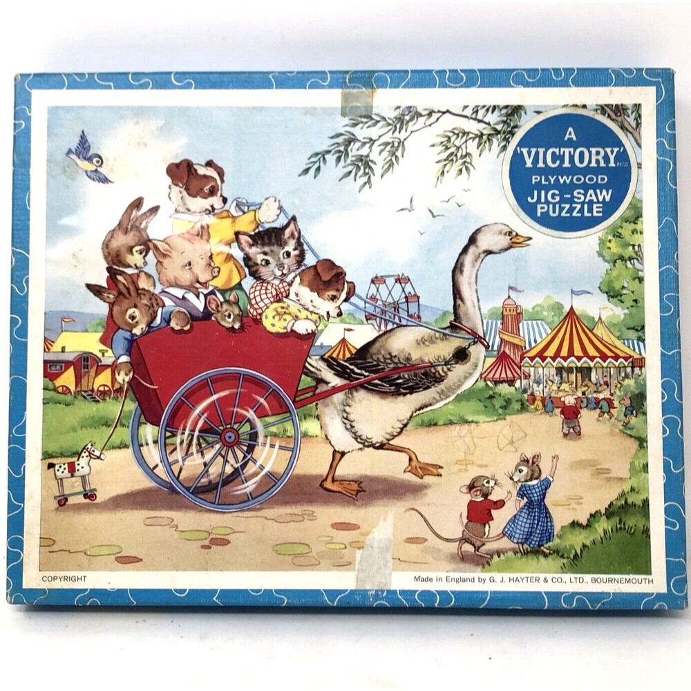 Victory Plywood Jig-Saw Puzzle Vintage 30 Piece Complete Animal Friends at Fair